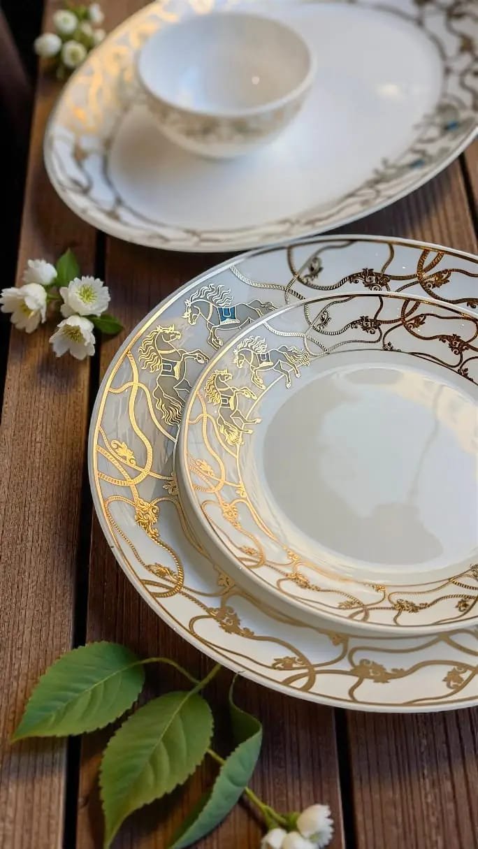 Imperial Suite 48 pcs Dinner Set 24ct Gold Serves 8 Zade Opel