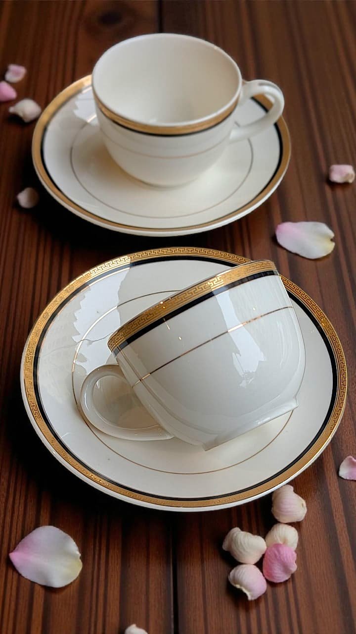 Toorak Noir 6 Cups n 6 Saucers Set Fine Porcelain