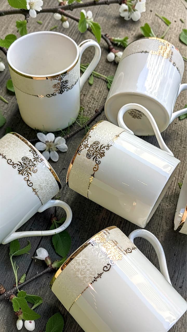 Set Of 6 Cups 24ct Gold Plated