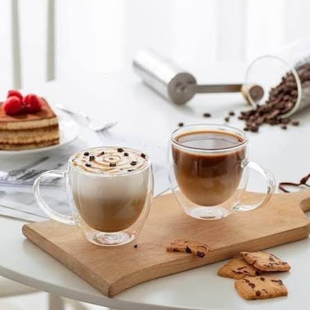 Double Wall Glass Cappuccino Mug (220 Ml) (Pack Of 4)