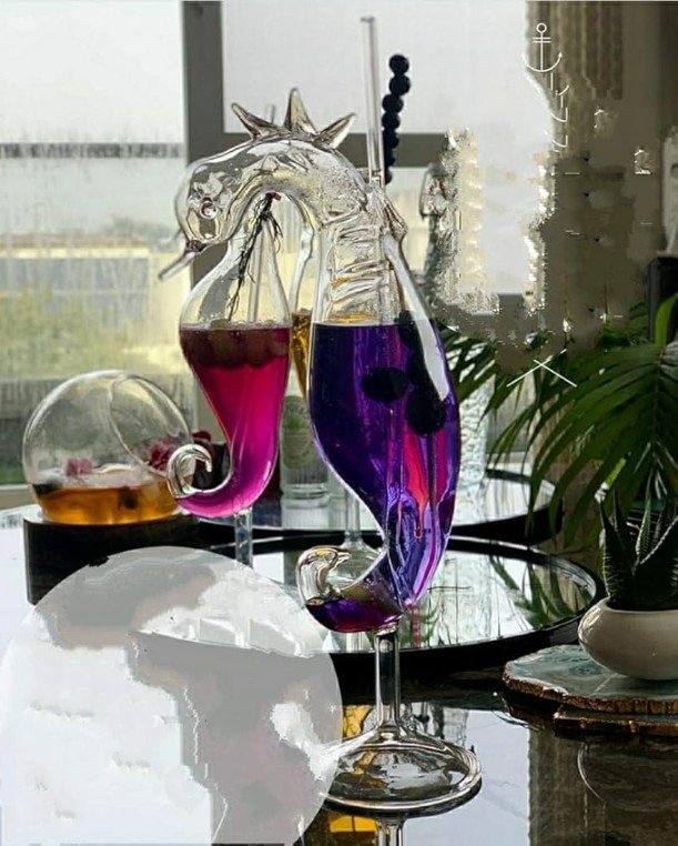 SEA HORSE COCKTAIL GLASS 330ML SET OF 2