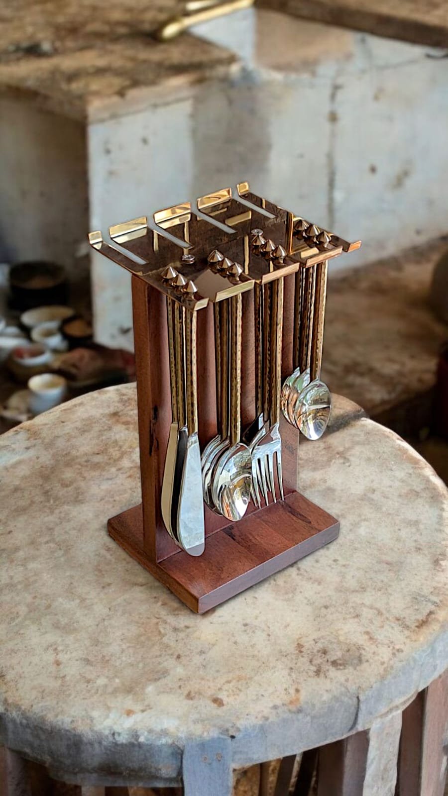 Lords Half Rose Gold Hammered 24pc Cutlery Set