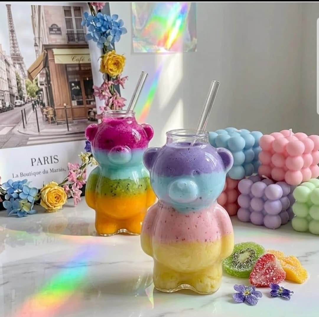 Teddy Bear Glass 450ml-SET OF 2