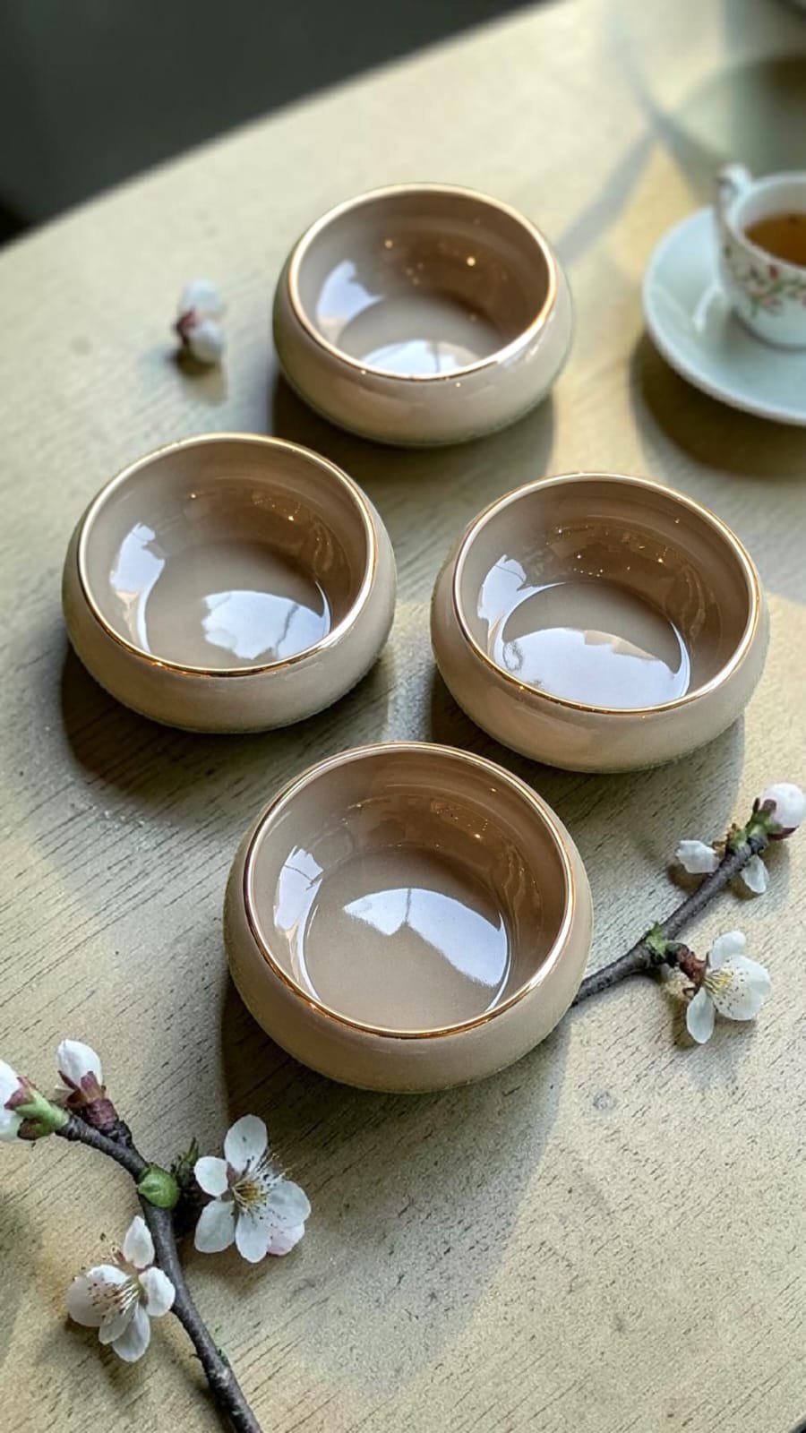 HOUSELA Ceramic Storage Bowl Beige Ceramic Serving Bowls Set of 4