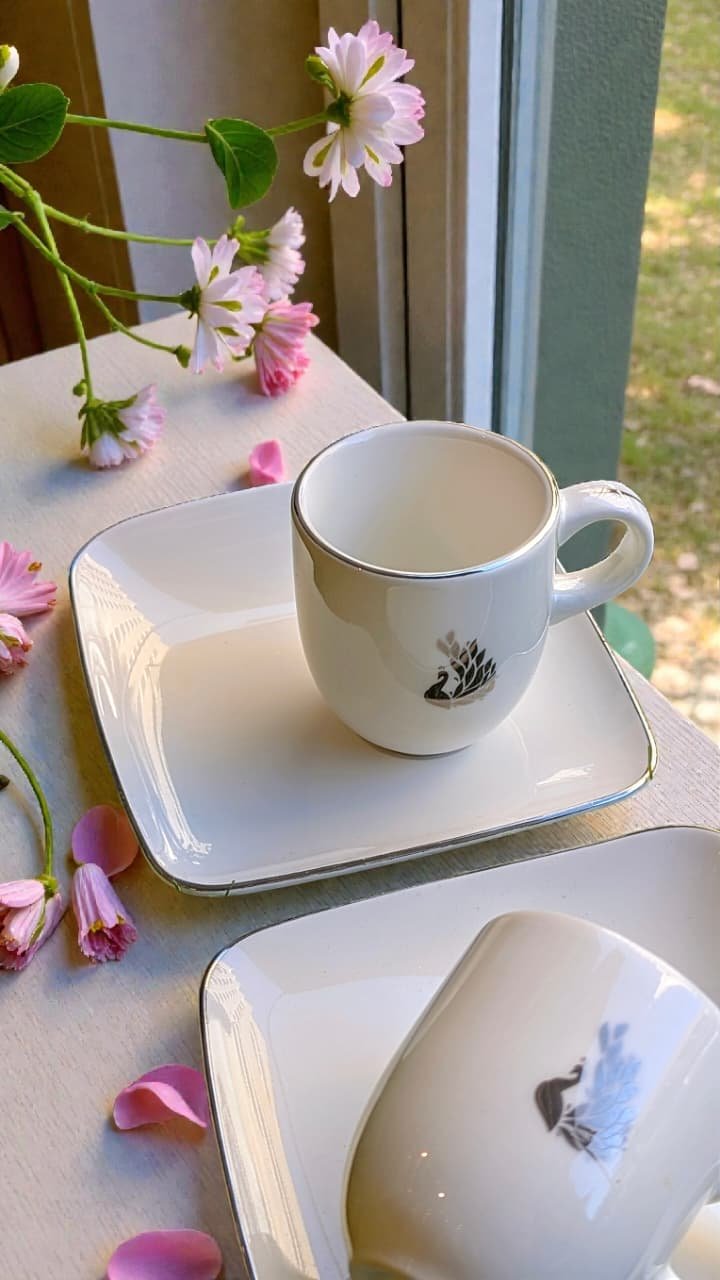 Fine Porcelain Espresso Cup & Saucer Set of 6 – Elegant Coffee Serveware