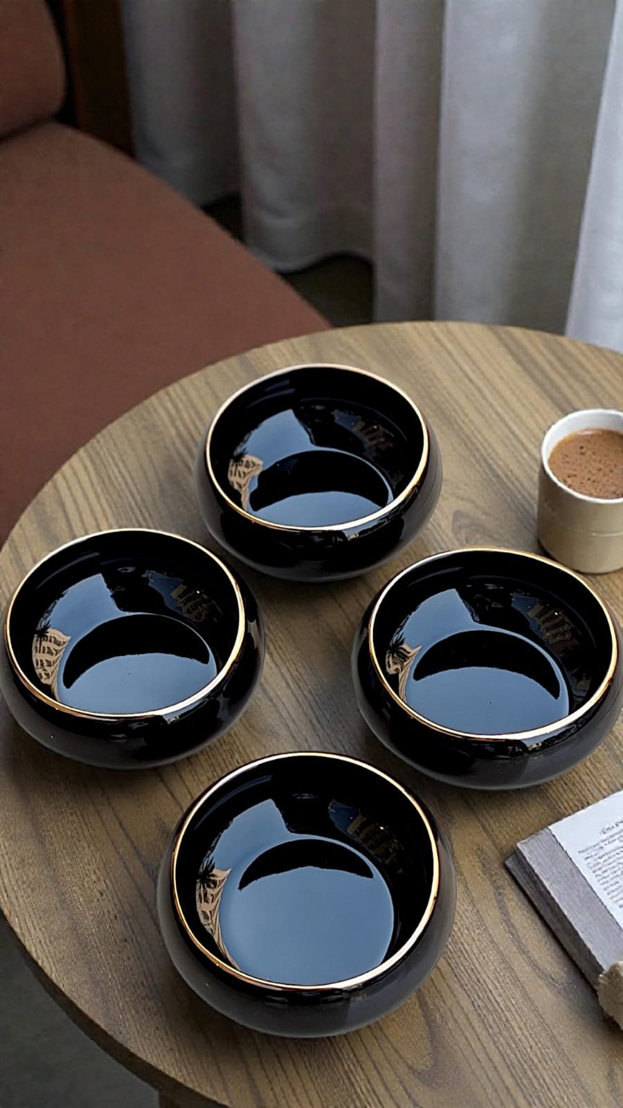 HOUSELA Black Fine Porcelain Storage Bowl Serving Bowls Set of 4