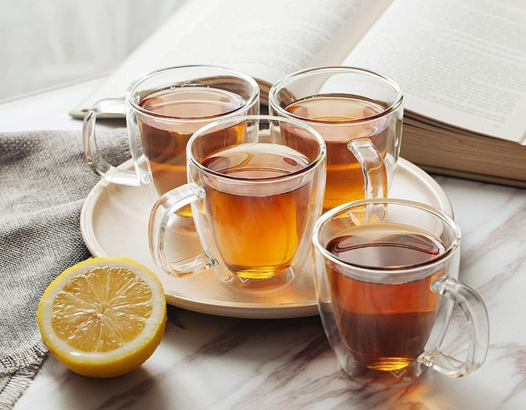 Double Wall Glass Tea Cups Set Of 6