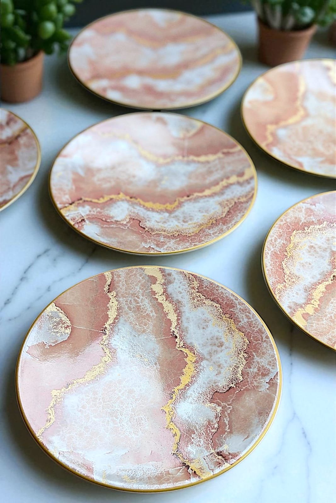 GREER PINK Snack Plate Set of 6)
