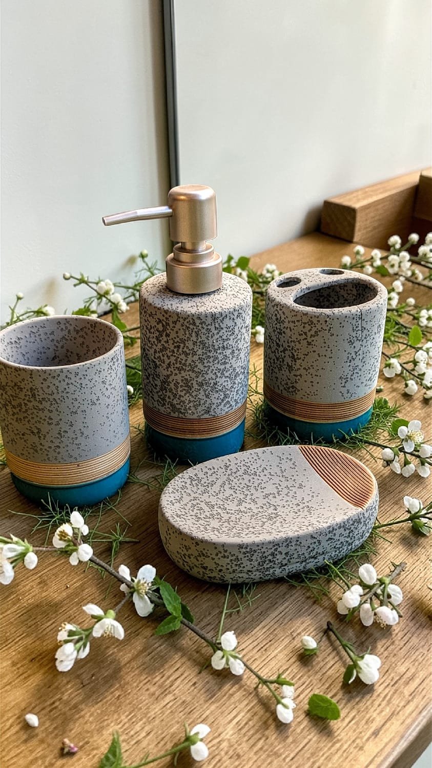 Porcelain Bathroom Soap Dispenser & Dish with Toothbrush Holder & Tumbler (One Size)