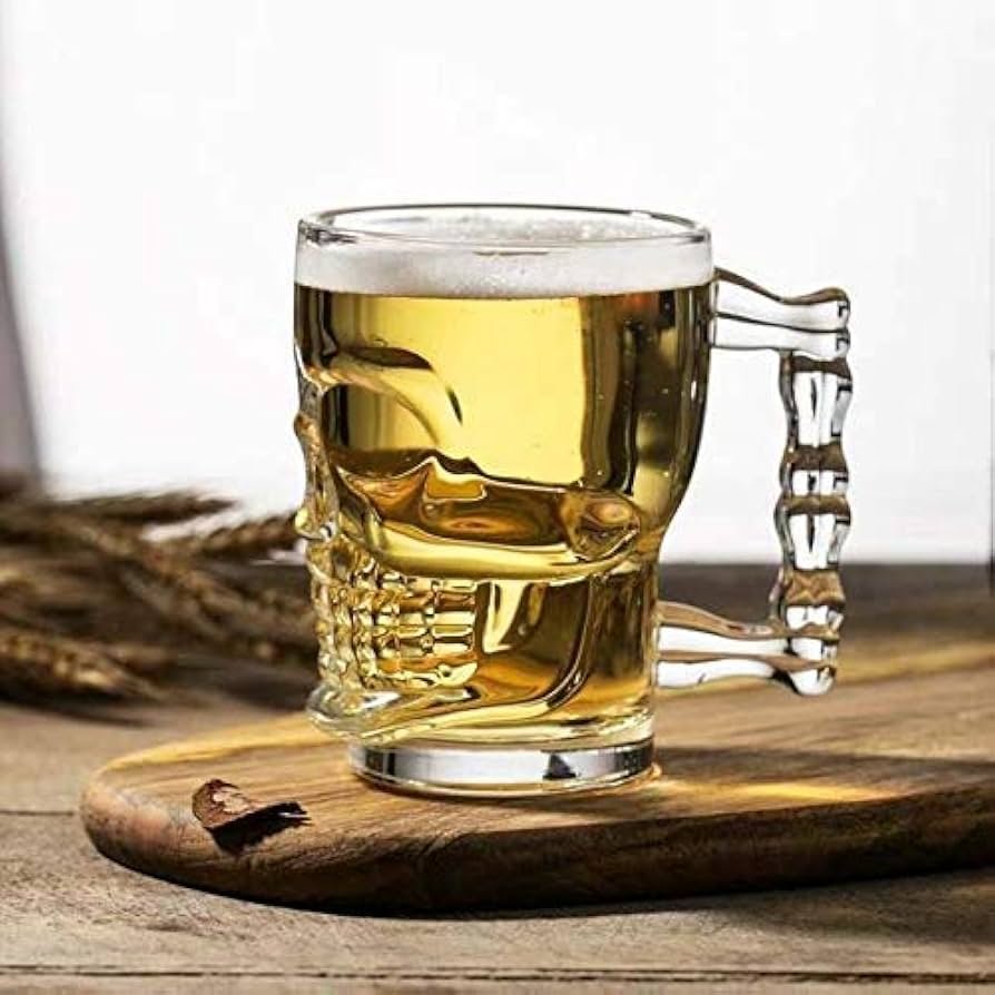 Glasop Large Skull Beer Glass Tableware  For Set of 2Pcs
