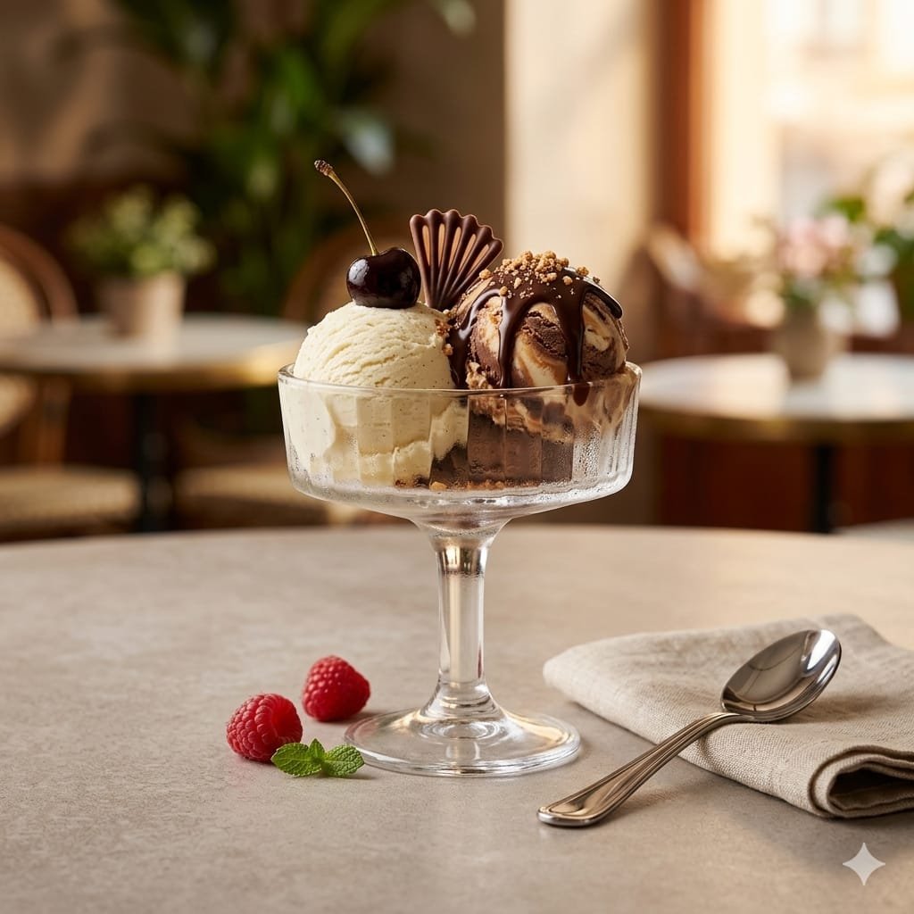 Crystal Ice Cream & Dessert Sundae Glass Set – 6 Pieces