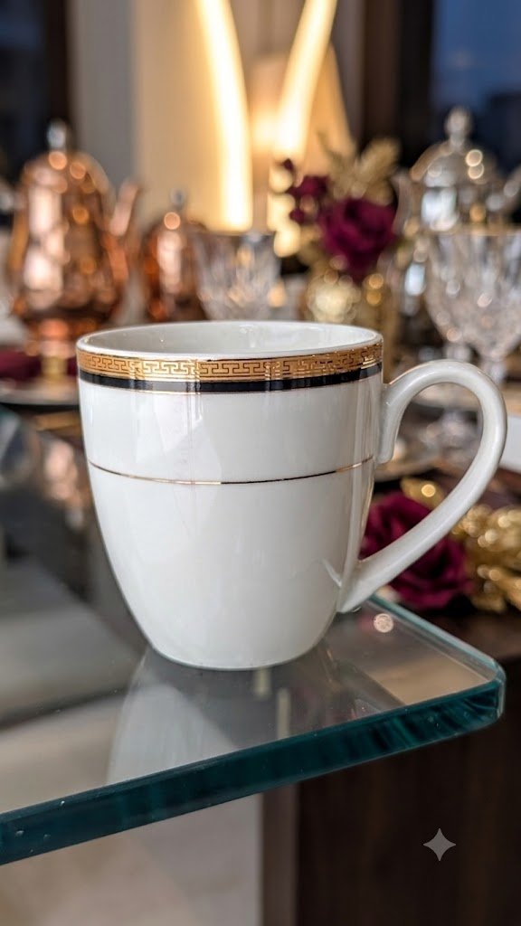 Fine Porcelain Cups Set Of 6  Gold Plated– 150 ml