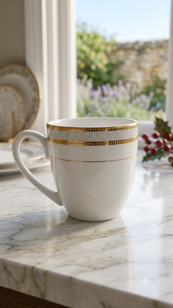 Fine Porcelain Cups Set Of 6 Gold Plated-150 ml