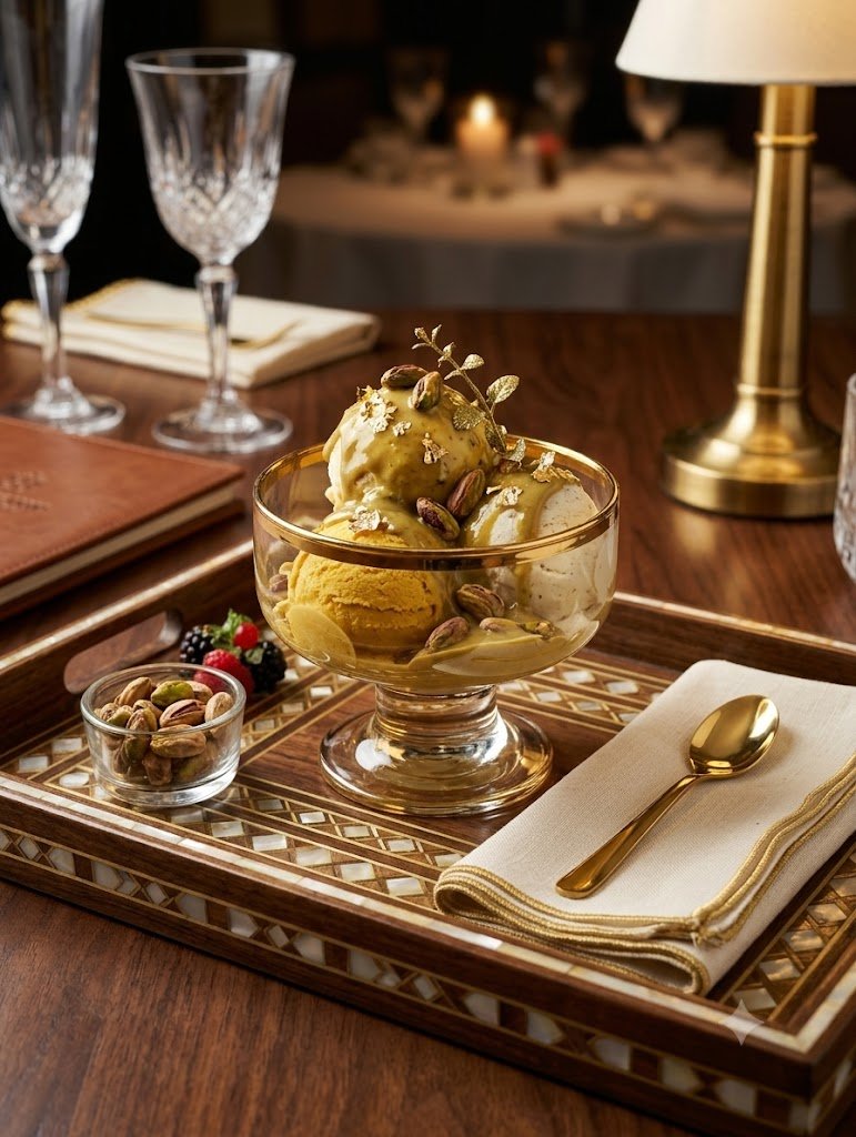Golden Rim Glass Ice Cream Sundae Bowl Set of 6 200ml