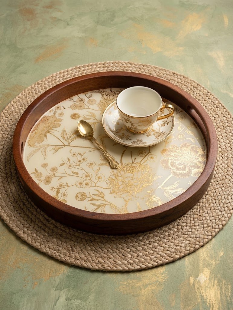 Round Wooden Serving Tray