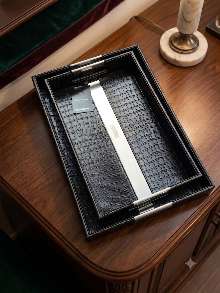 Luxury Crocodile Texture Serving Tray Set (2 Pieces)