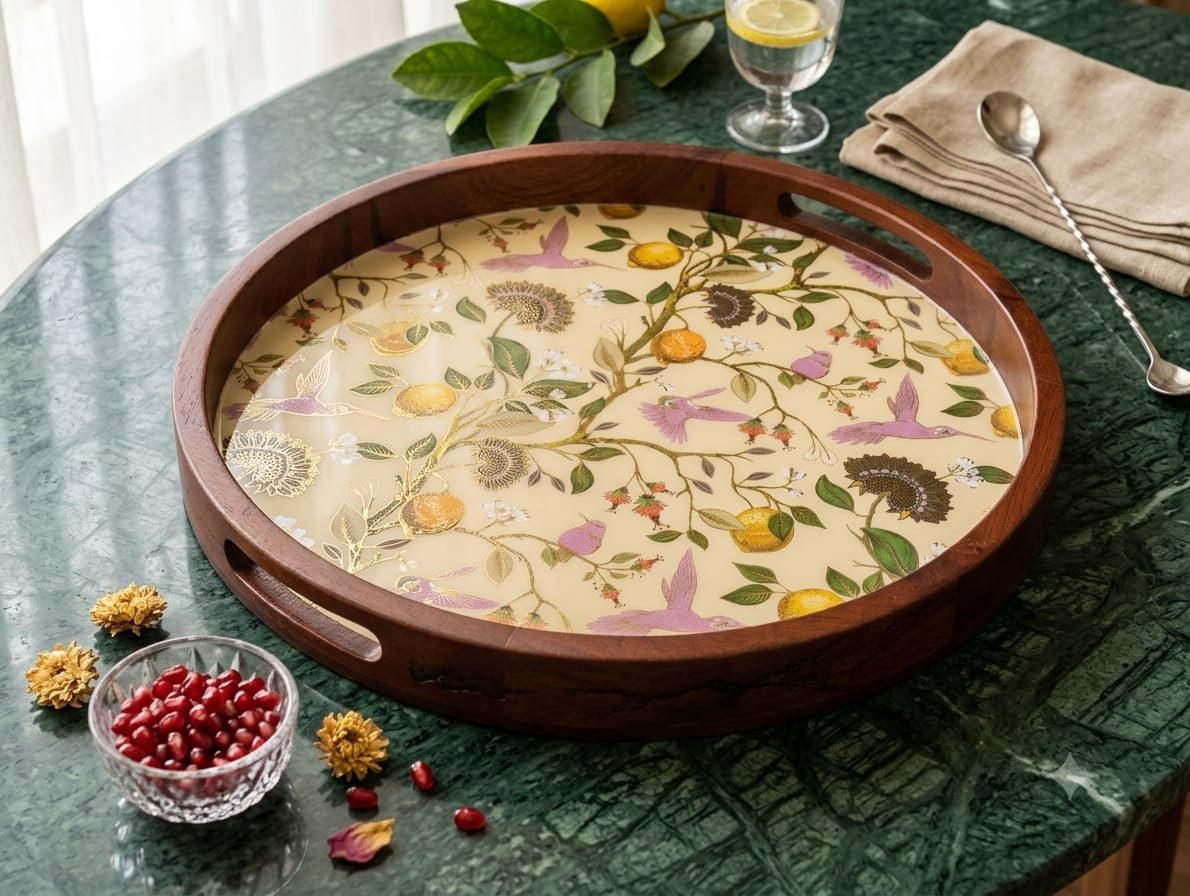 Round Wooden Serving Tray