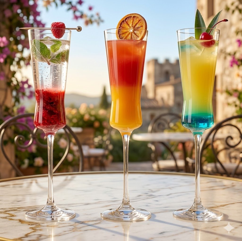 Rainbow Sparkling Flute Glass – Set of 6PC (190ML)